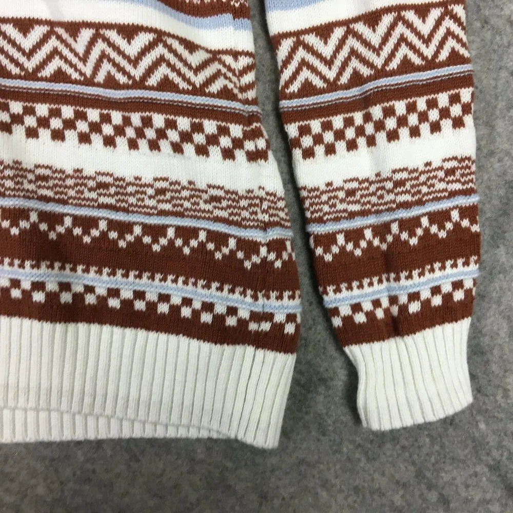 Hollister Sweater XS Womens Fair Isle Oversize Textured Knit Brown Soft Crewneck